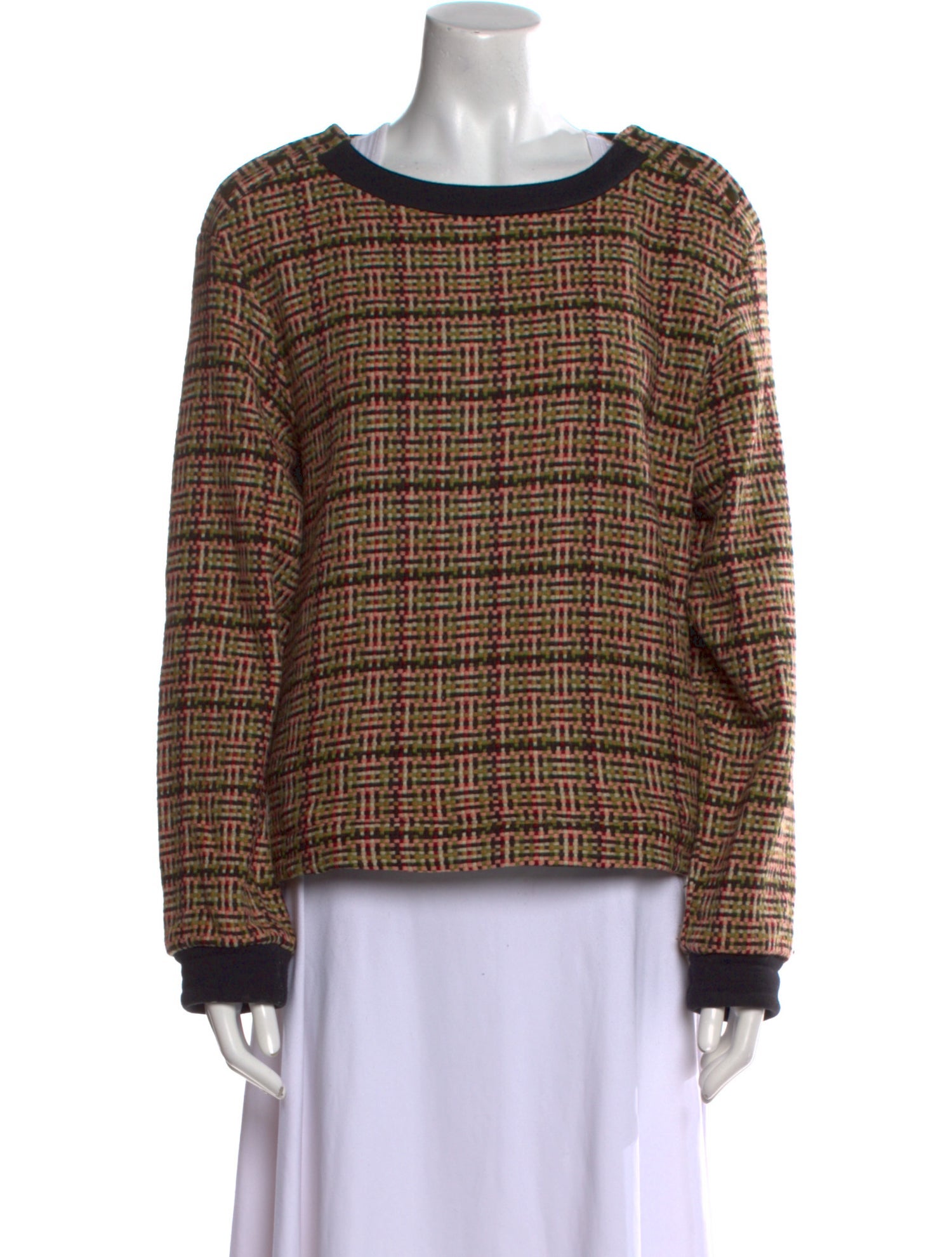 See by Chloé Wool Plaid Print Sweater