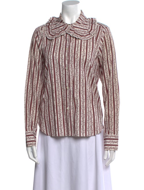 See by Chloé Striped Mock Neck Button-Up Top