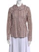 See by Chloé Striped Mock Neck Button-Up Top