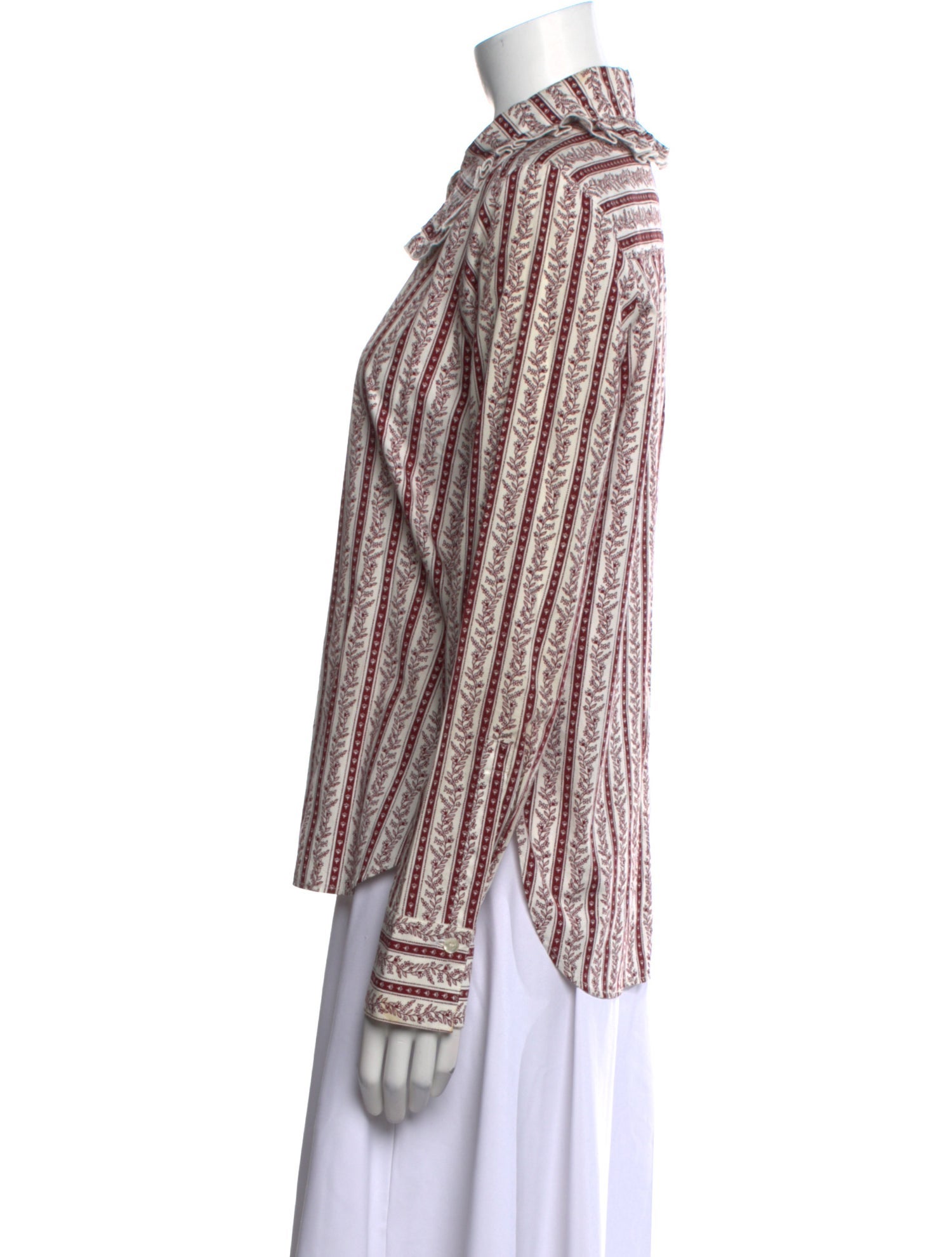 See by Chloé Striped Mock Neck Button-Up Top