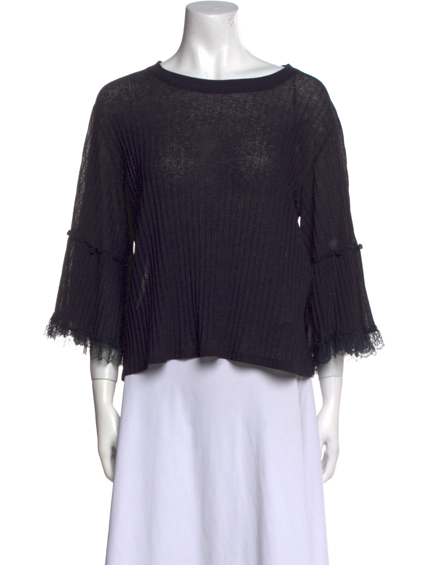 See by Chloé Bateau Neckline Three-Quarter Sleeve Crop Top