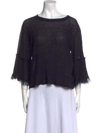 See by Chloé Bateau Neckline Three-Quarter Sleeve Crop Top