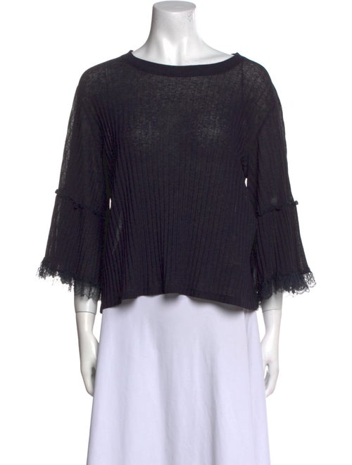 See by Chloé Bateau Neckline Three-Quarter Sleeve Crop Top