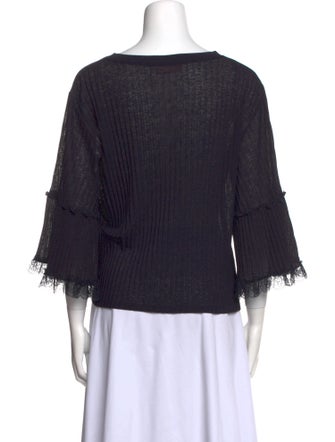 See by Chloé Bateau Neckline Three-Quarter Sleeve Crop Top