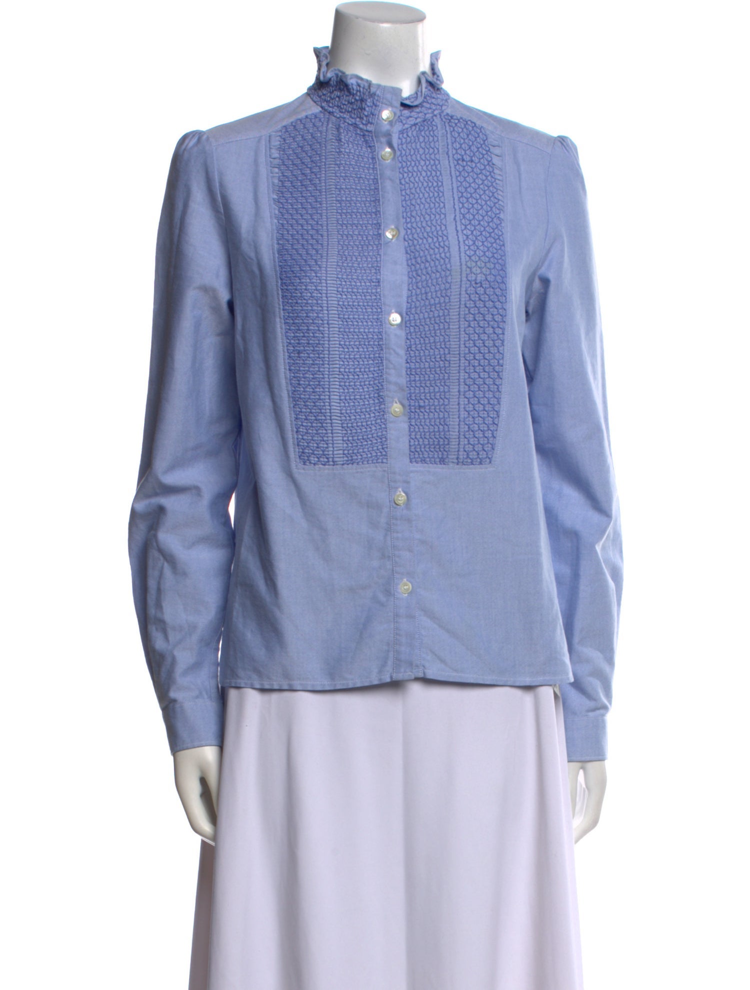 See by Chloé Printed Mock Neck Button-Up Top