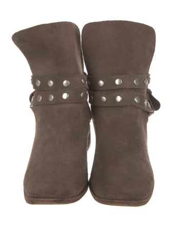 See by Chloé Suede Studded Accents Moto Boots