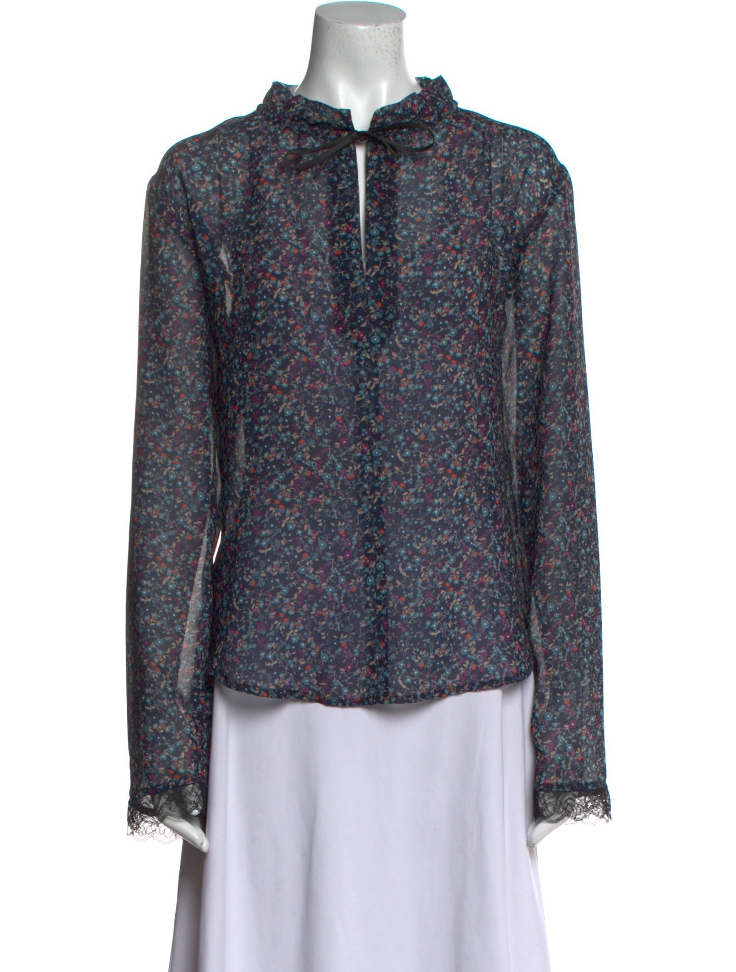 See by Chloé Floral Print Mock Neck Blouse