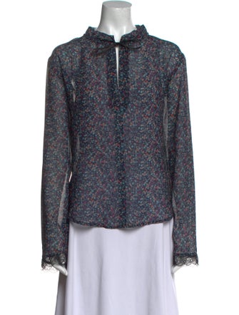 See by Chloé Floral Print Mock Neck Blouse