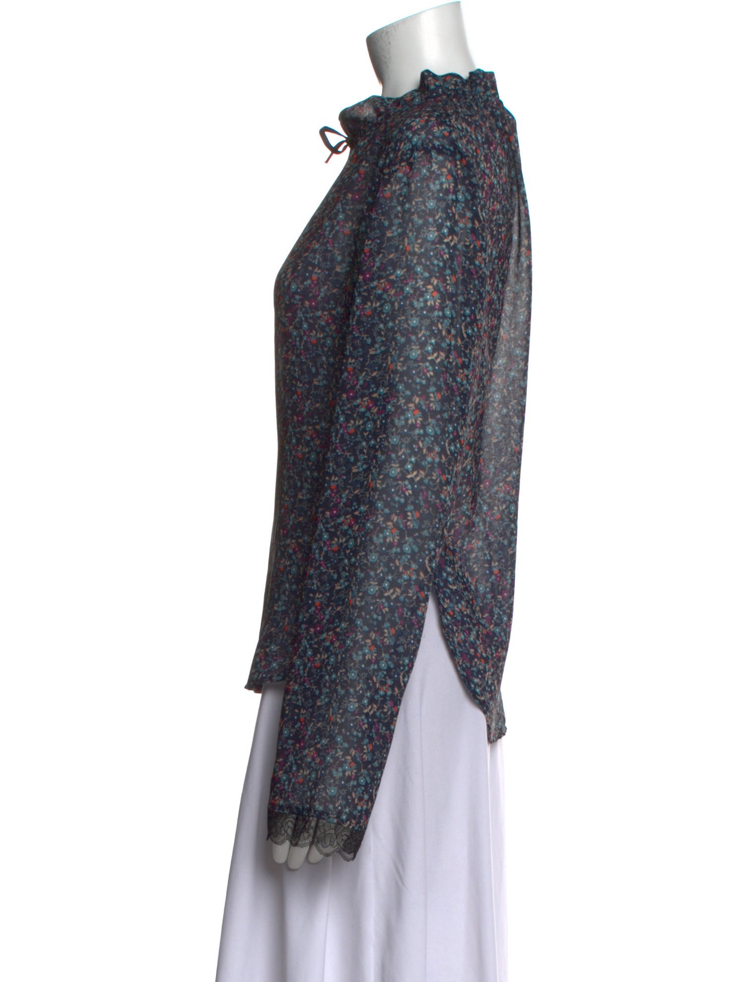 See by Chloé Floral Print Mock Neck Blouse