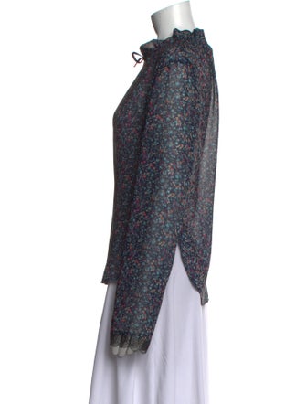 See by Chloé Floral Print Mock Neck Blouse