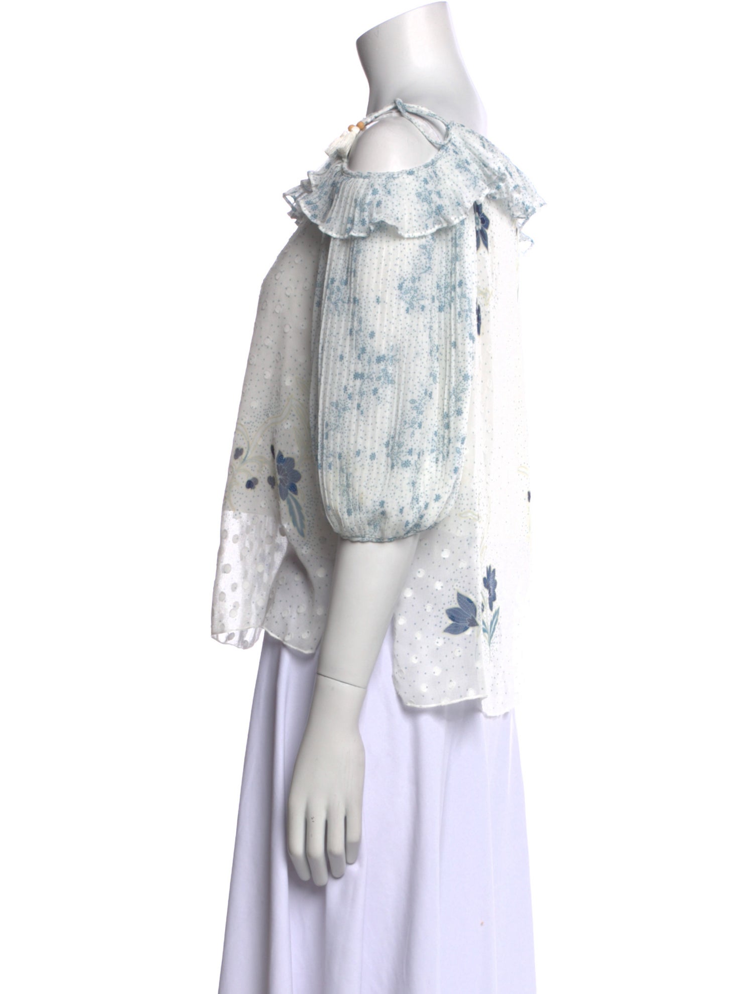 See by Chloé Floral Print Bateau Neckline Blouse