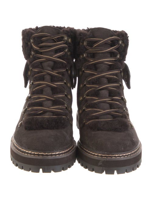 See by Chloé Suede Colorblock Pattern Combat Boots