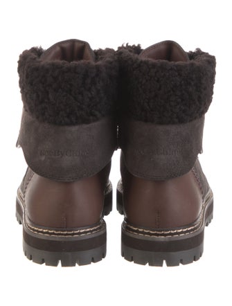 See by Chloé Suede Colorblock Pattern Combat Boots