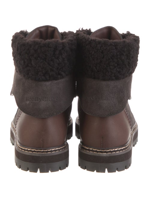 See by Chloé Suede Colorblock Pattern Combat Boots