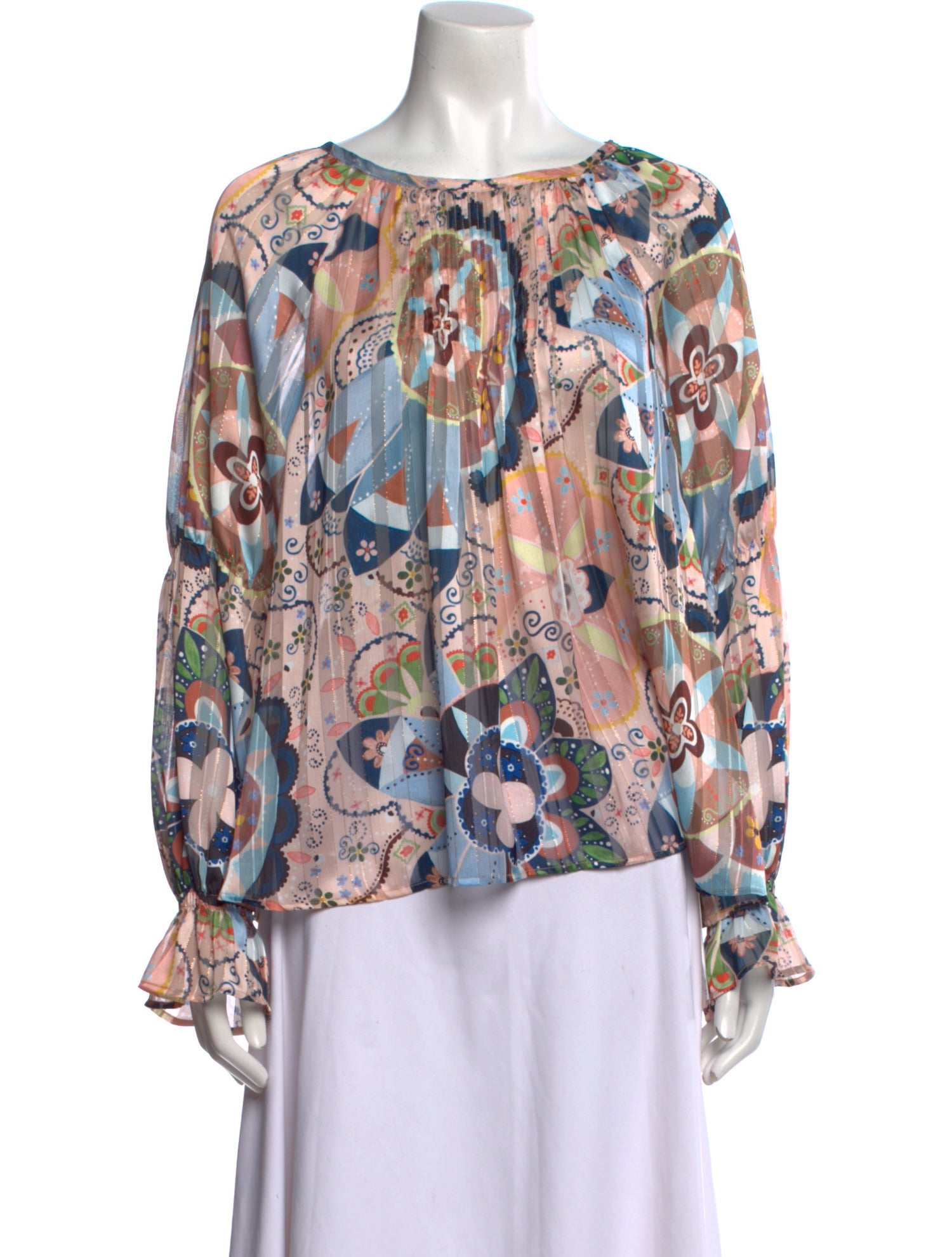 See by Chloé Printed Bateau Neckline Blouse