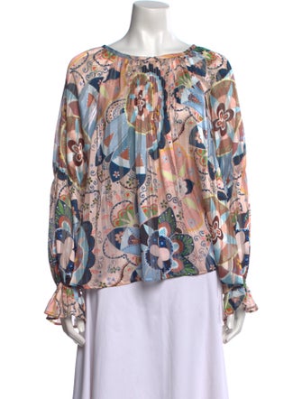 See by Chloé Printed Bateau Neckline Blouse