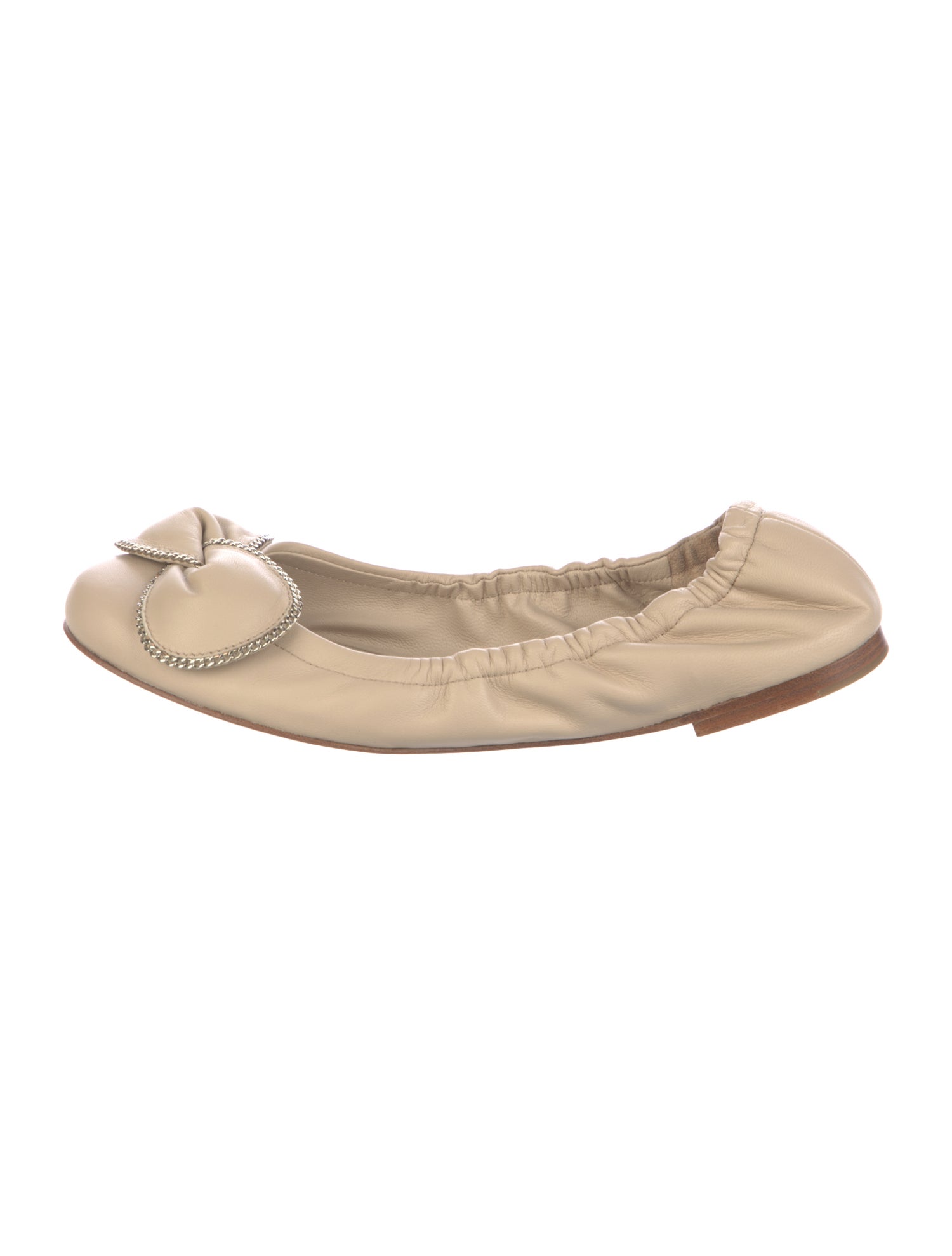 See by Chloé Leather Chain-Link Accents Ballet Flats