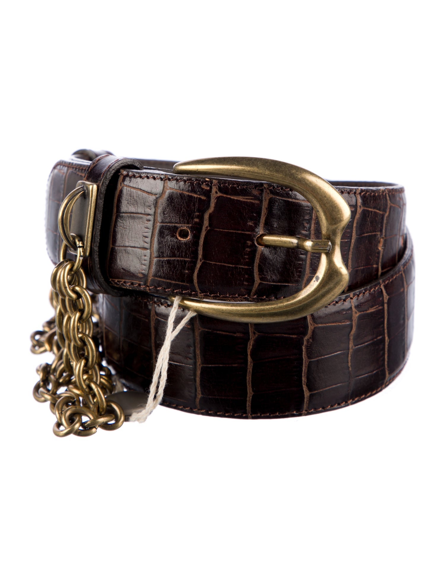 See by Chloé Leather Chain-Link Accents Belt