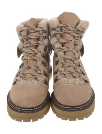 See by Chloé Suede Colorblock Pattern Lace-Up Boots