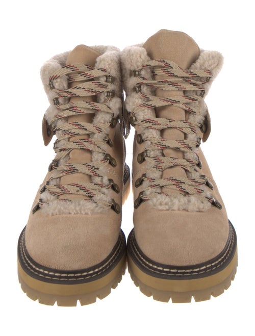 See by Chloé Suede Colorblock Pattern Lace-Up Boots