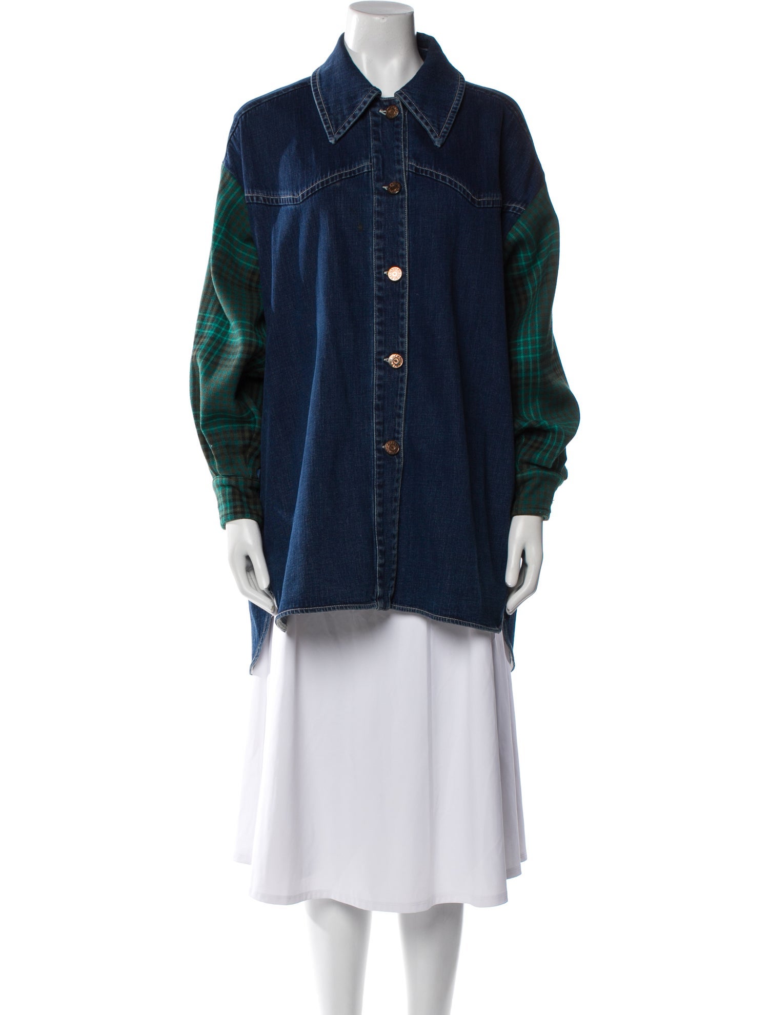 See by Chloé Plaid Print Denim Jacket