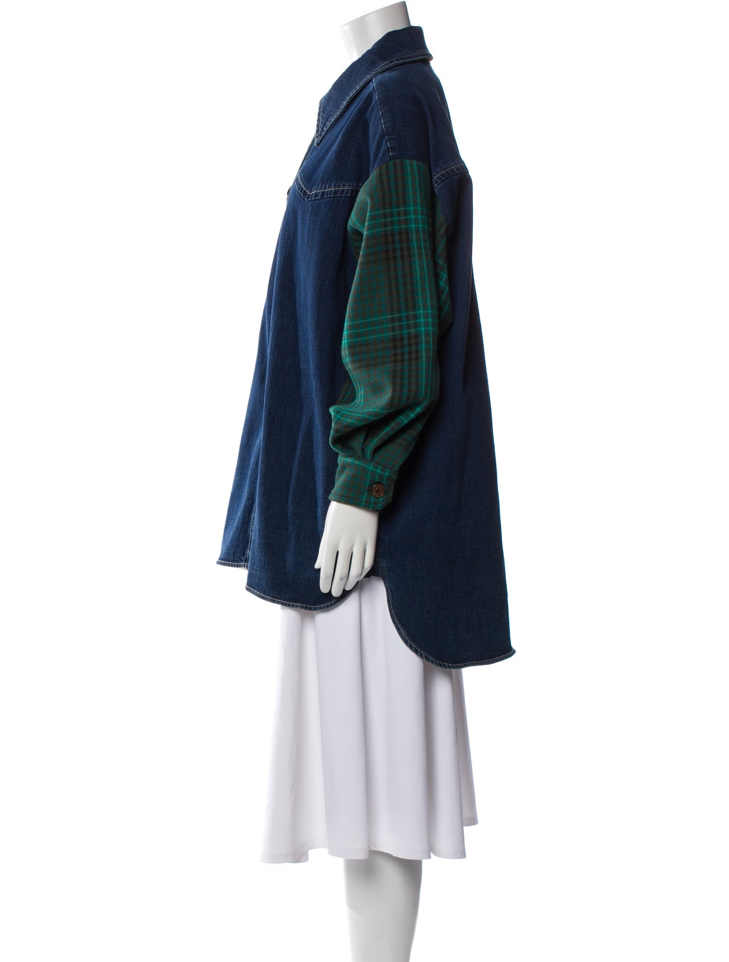 See by Chloé Plaid Print Denim Jacket