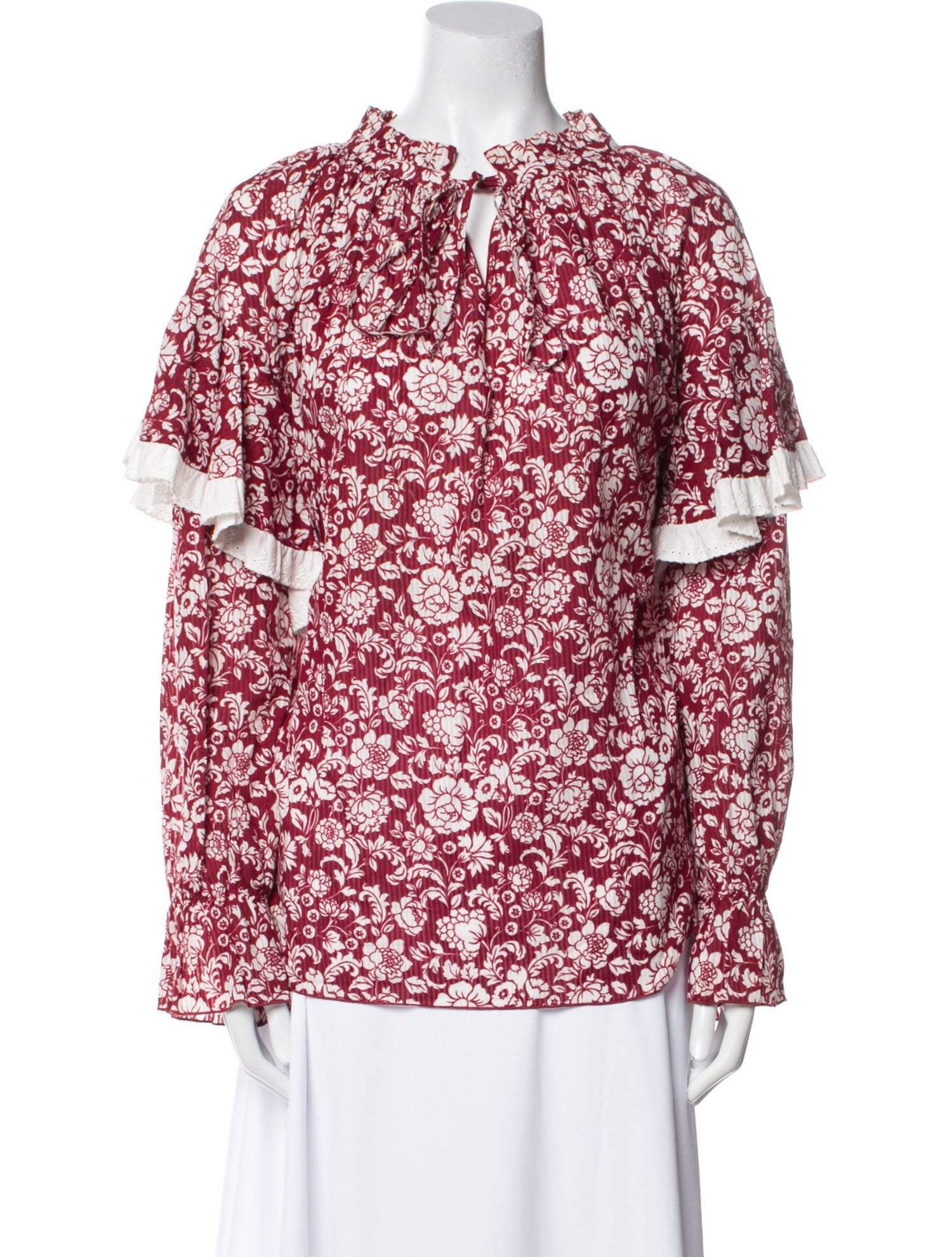 See by Chloé Floral Print Crew Neck Blouse
