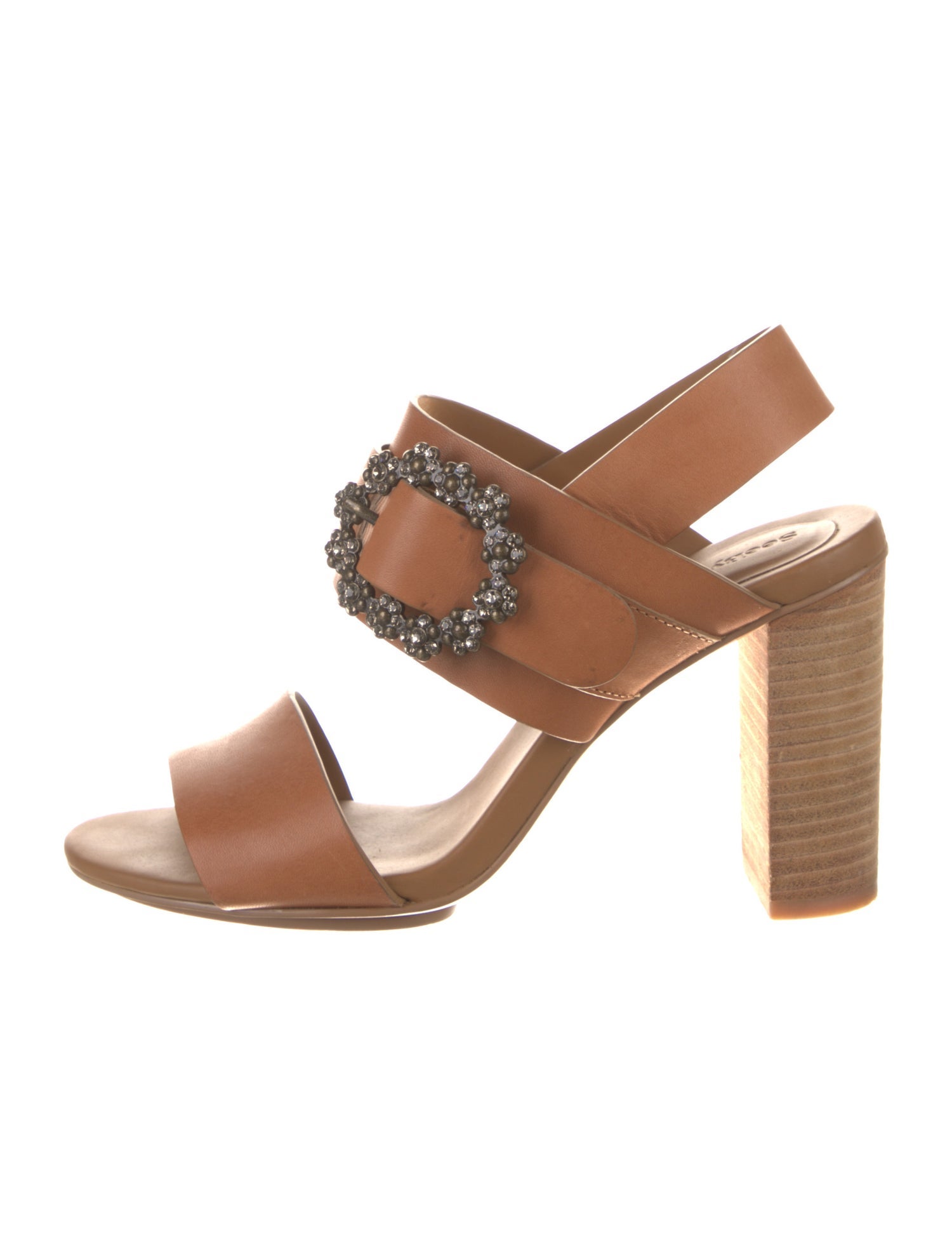 See by Chloé Leather Crystal Embellishments Slingback Sandals