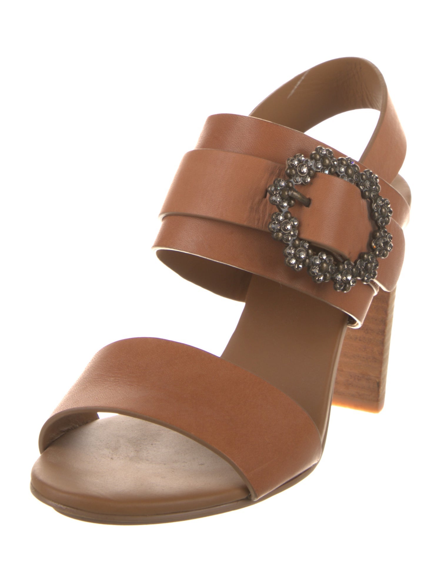 See by Chloé Leather Crystal Embellishments Slingback Sandals