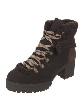 See by Chloé Suede Colorblock Pattern Combat Boots