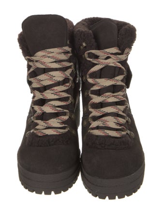 See by Chloé Suede Colorblock Pattern Combat Boots