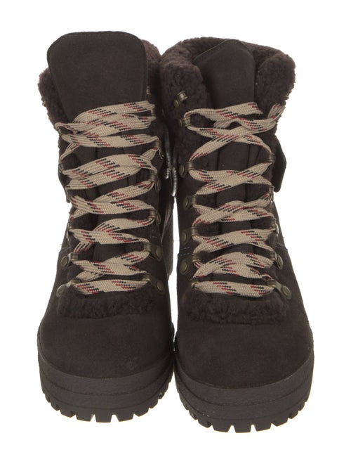 See by Chloé Suede Colorblock Pattern Combat Boots