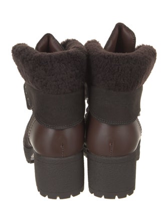 See by Chloé Suede Colorblock Pattern Combat Boots