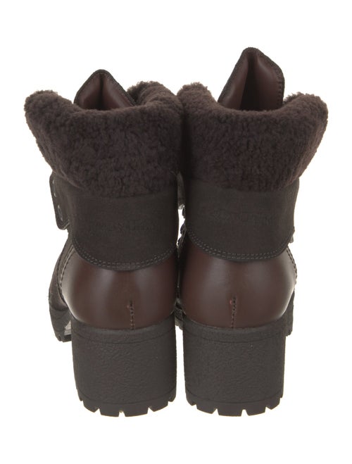 See by Chloé Suede Colorblock Pattern Combat Boots