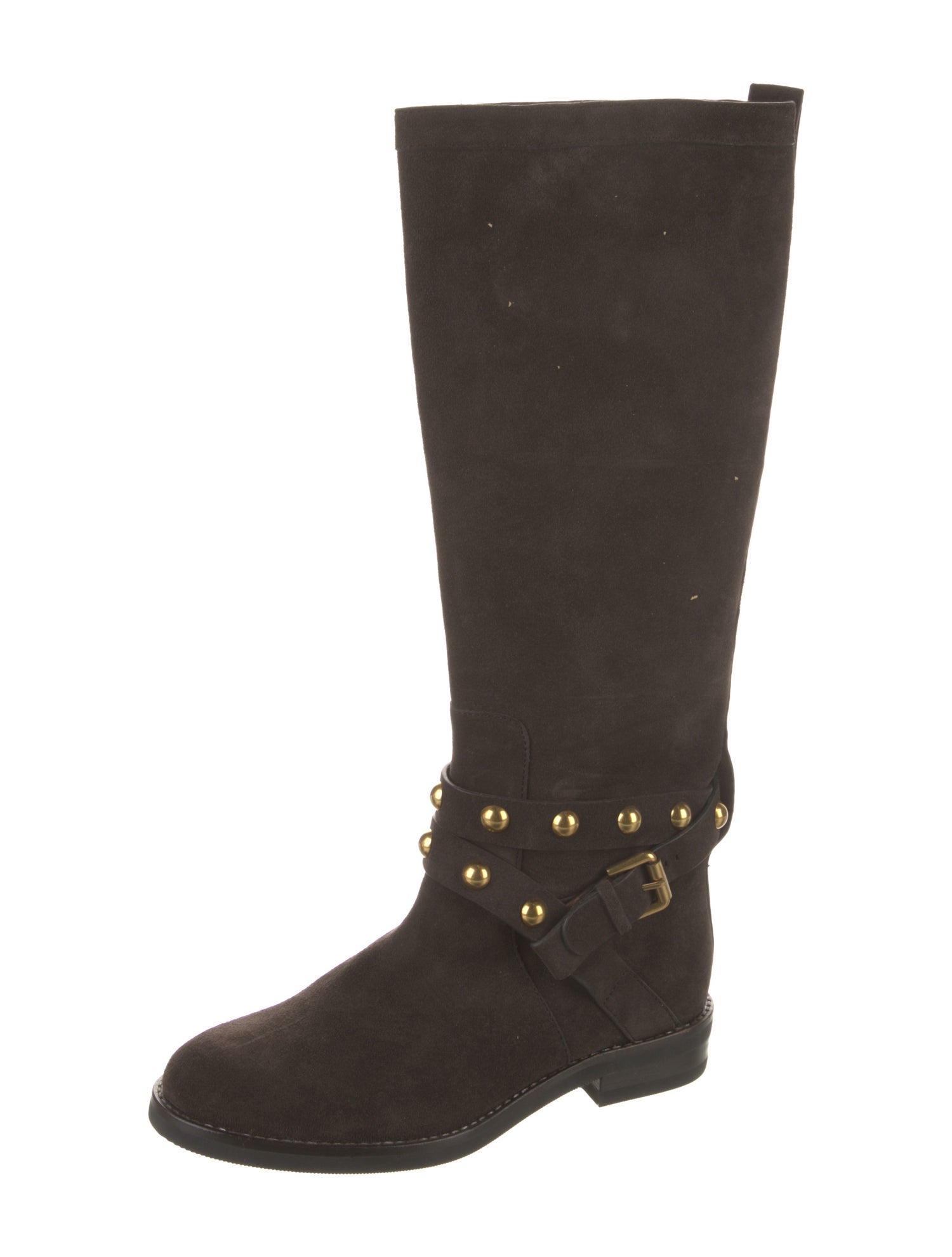 See by Chloé Suede Studded Accents Riding Boots
