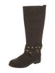 See by Chloé Suede Studded Accents Riding Boots