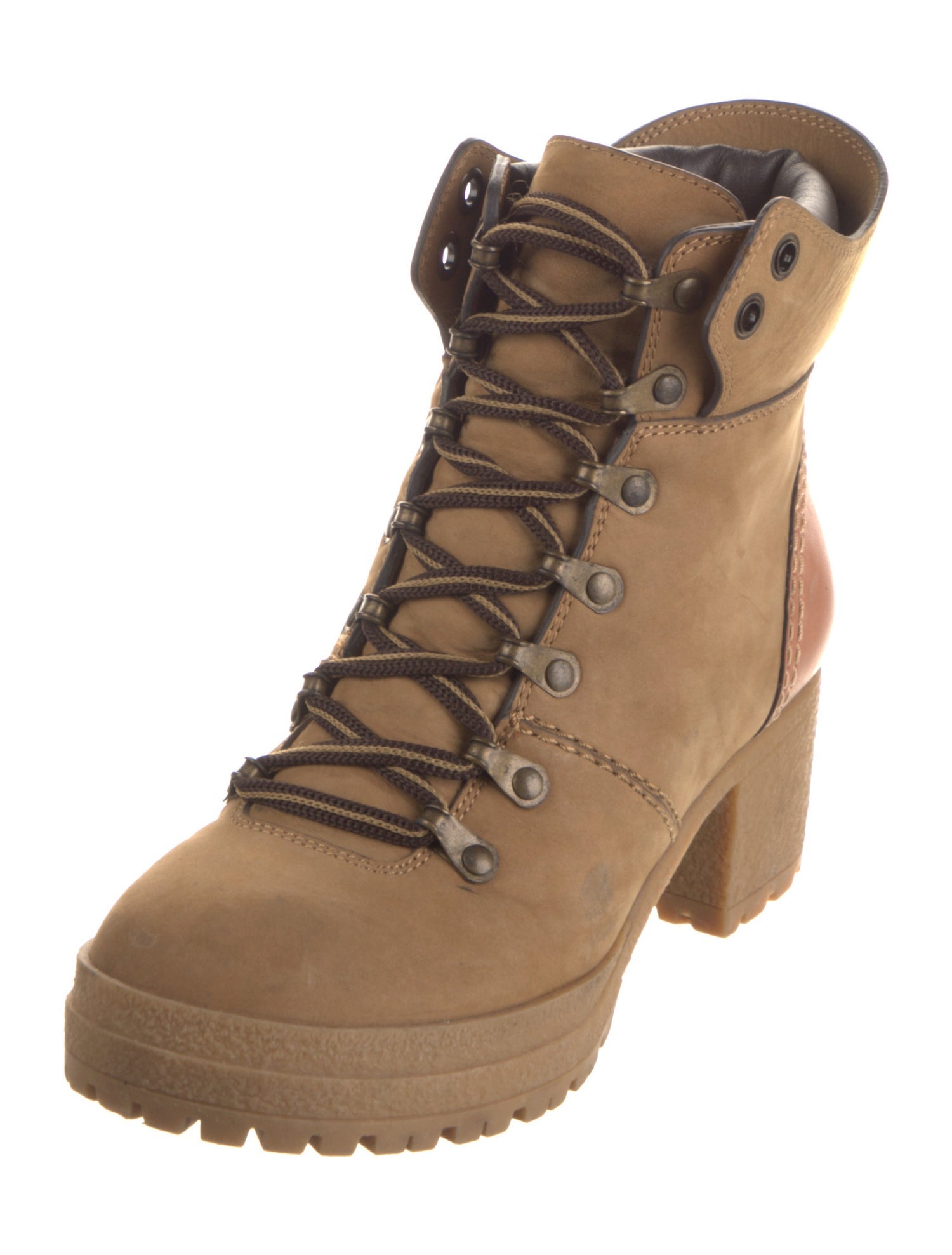 See by Chloé Suede Leather Trim Embellishment Combat Boots