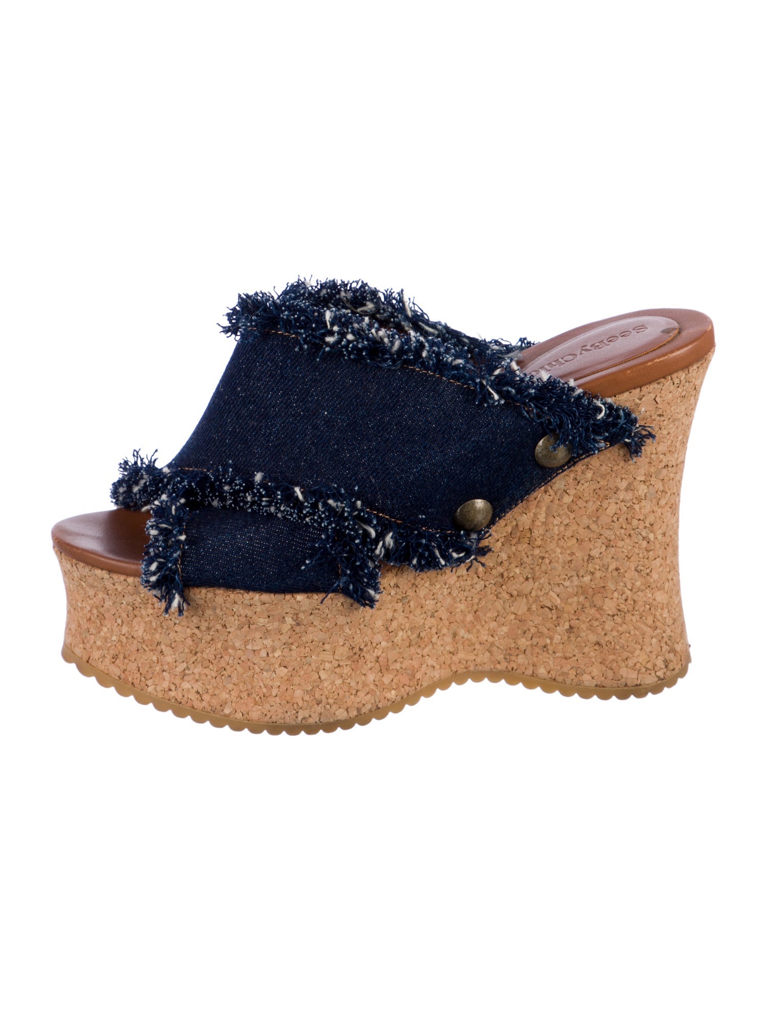 See by Chloé Denim Colorblock Pattern Slides