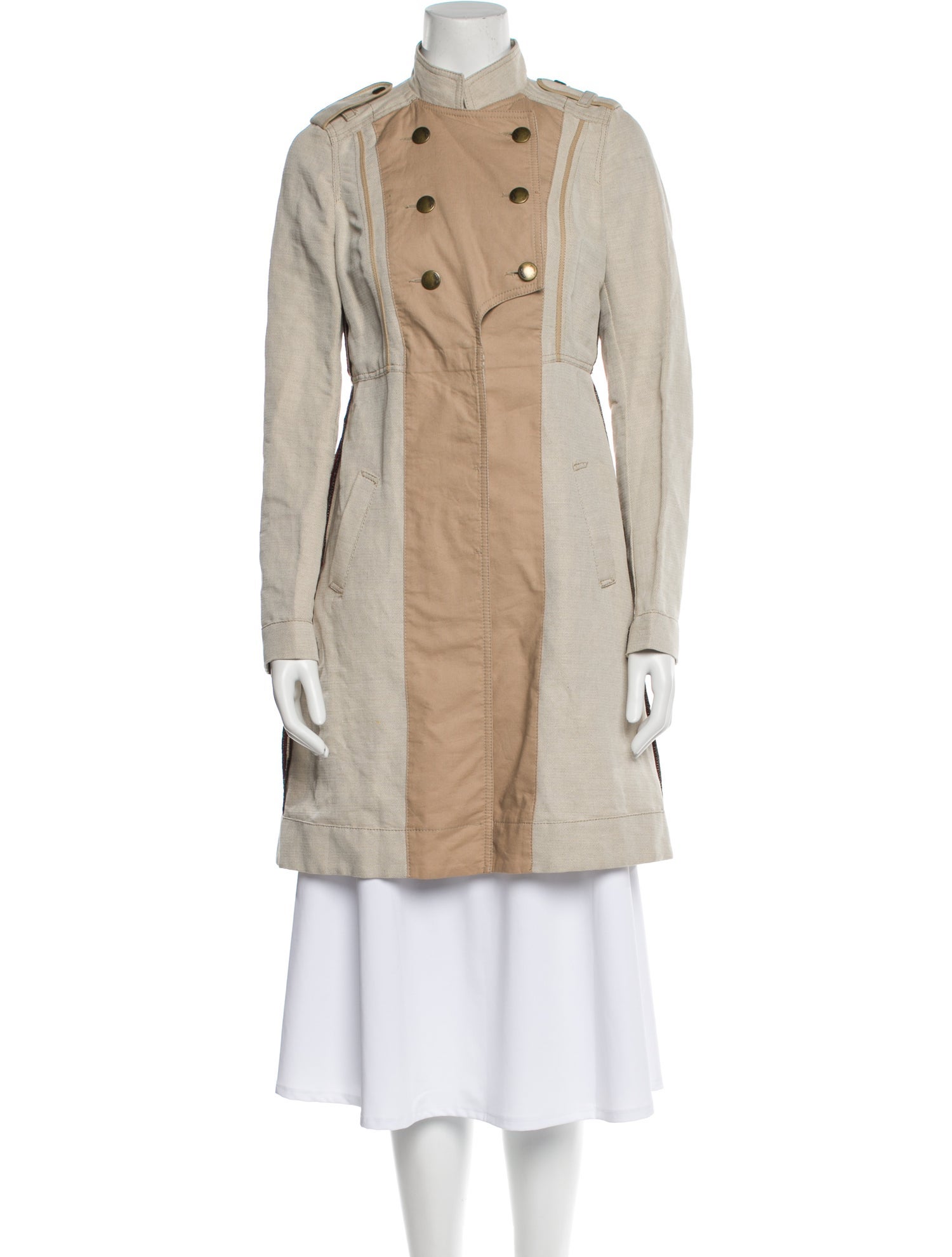 See by Chloé Linen Colorblock Pattern Coat