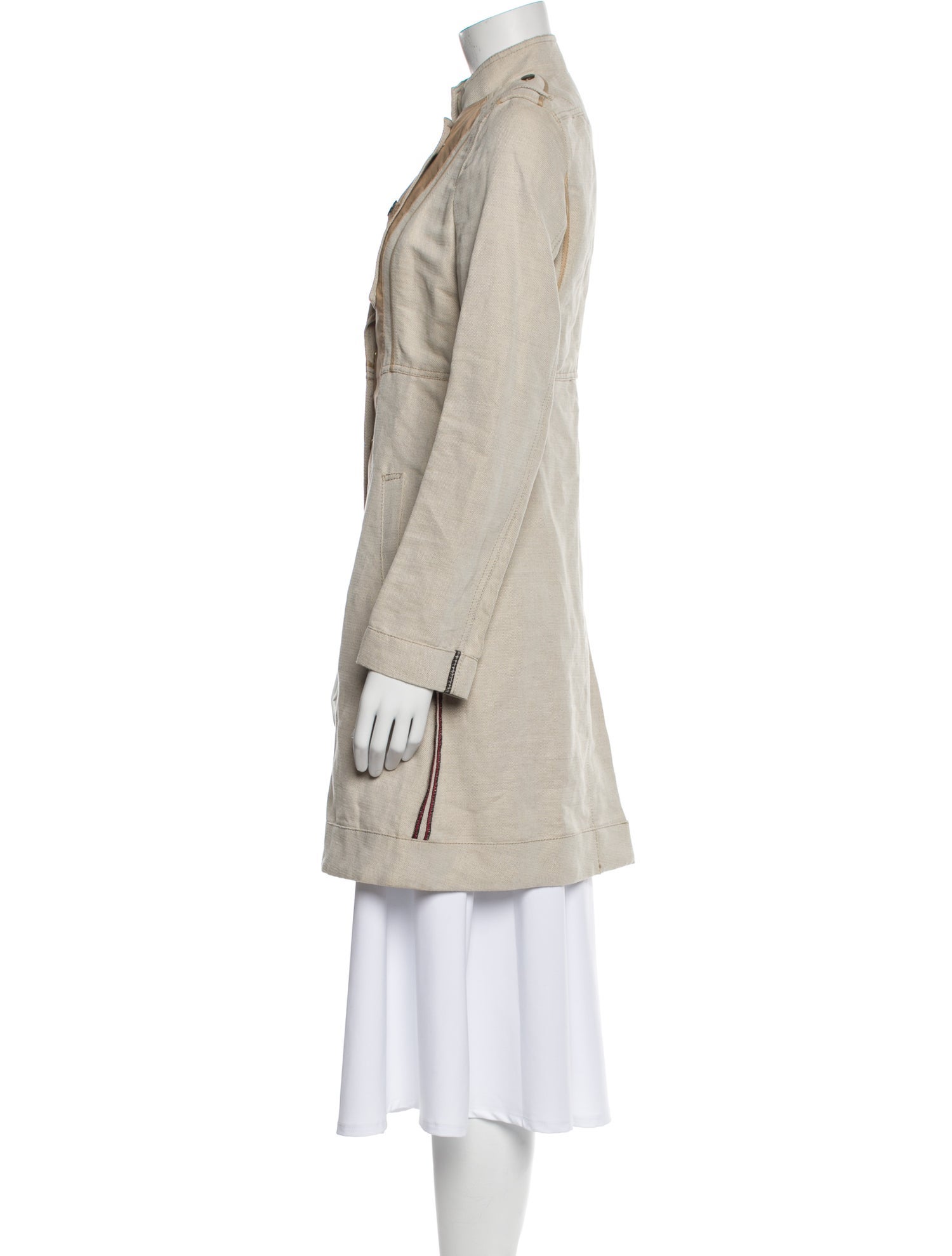 See by Chloé Linen Colorblock Pattern Coat