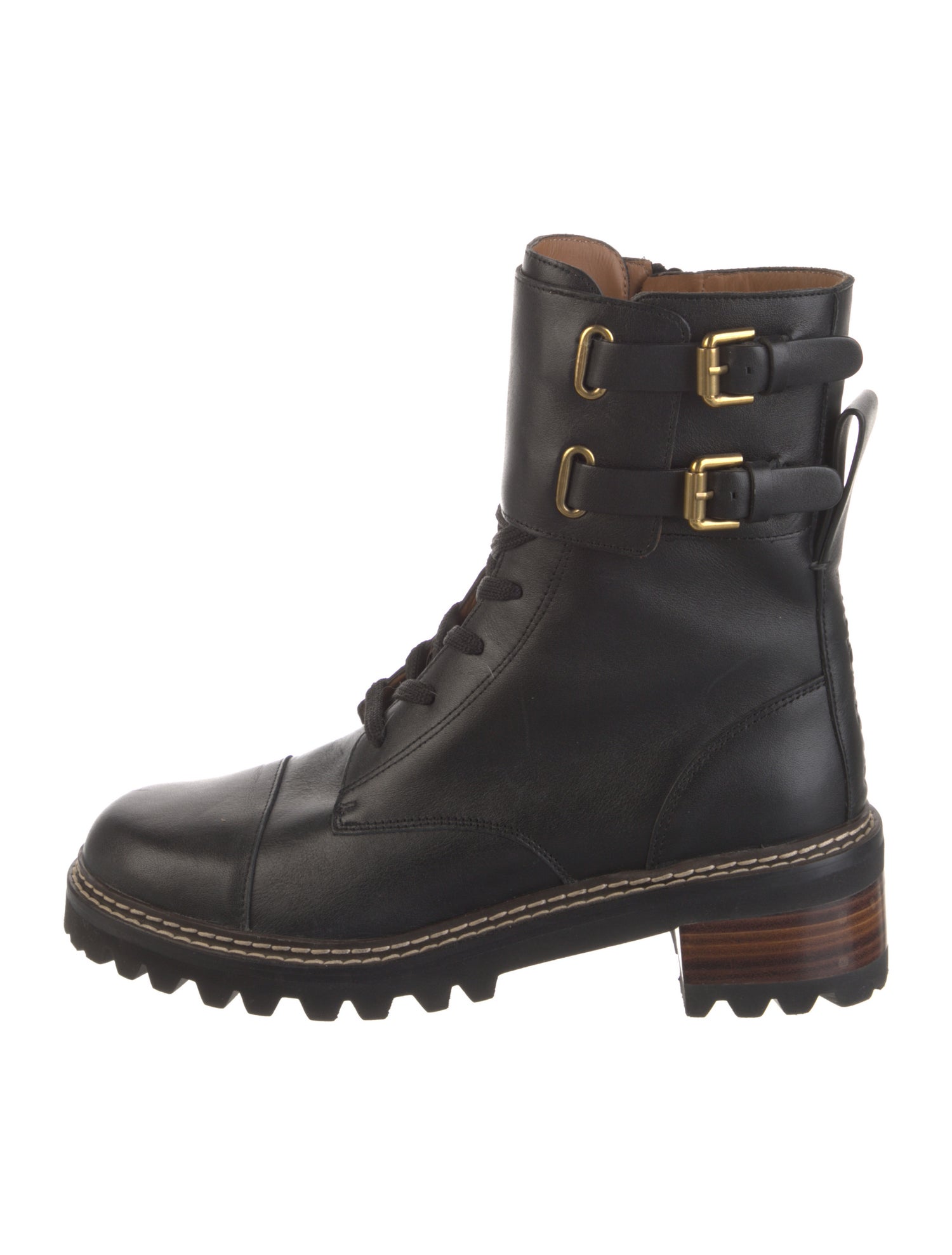 See by Chloé Leather Combat Boots