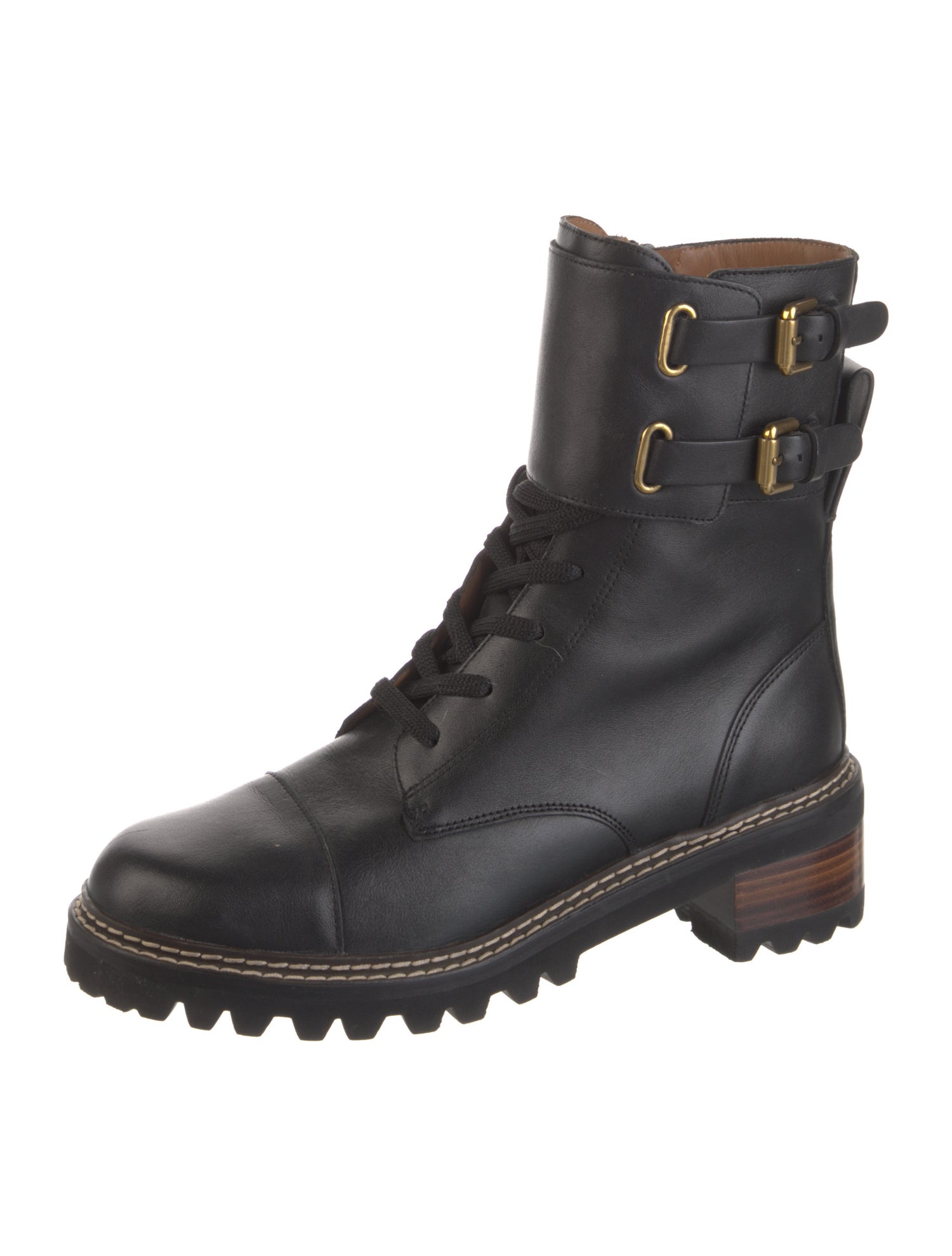 See by Chloé Leather Combat Boots