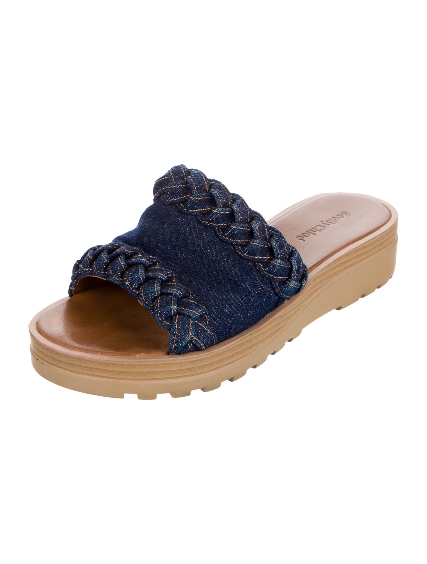 See by Chloé Denim Braided Accents Slides