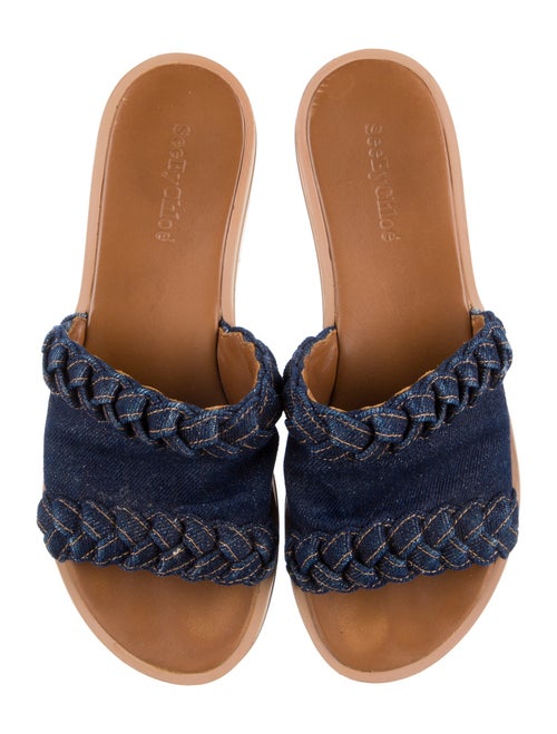 See by Chloé Denim Braided Accents Slides