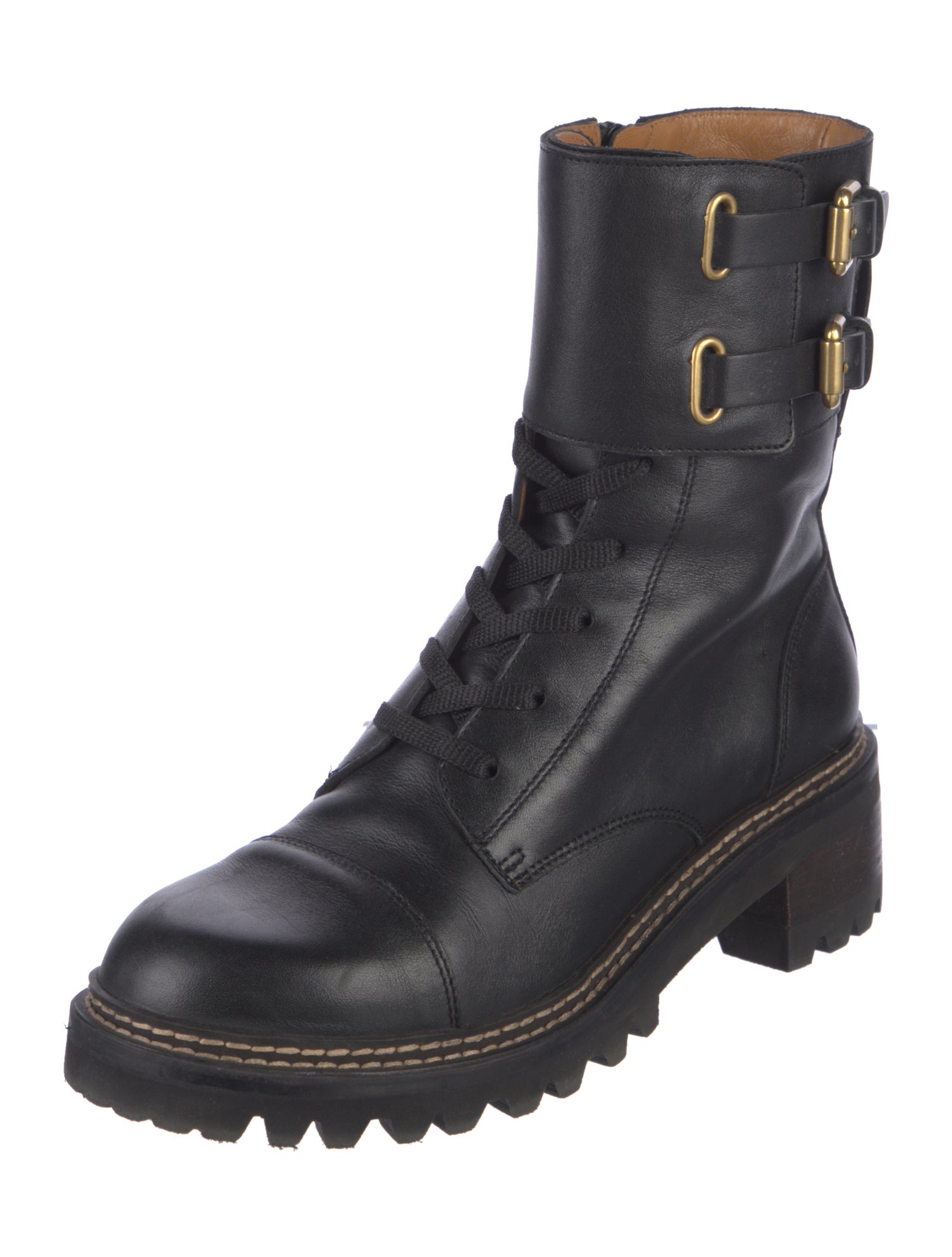See by Chloé Leather Combat Boots