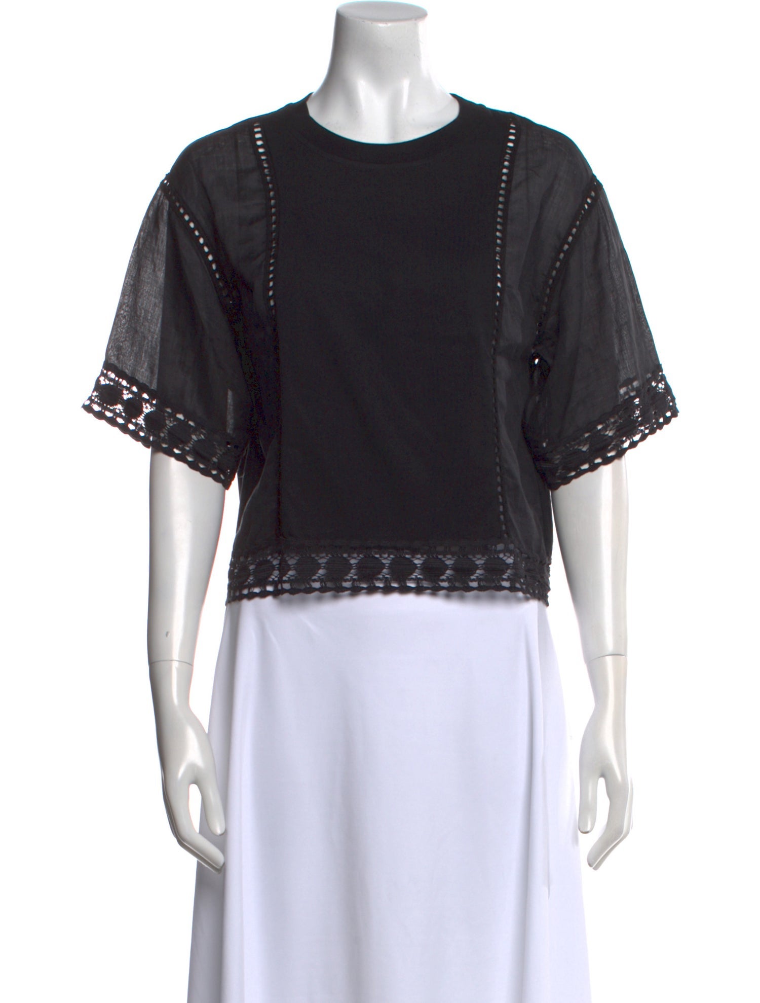 See by Chloé Crew Neck Short Sleeve Crop Top