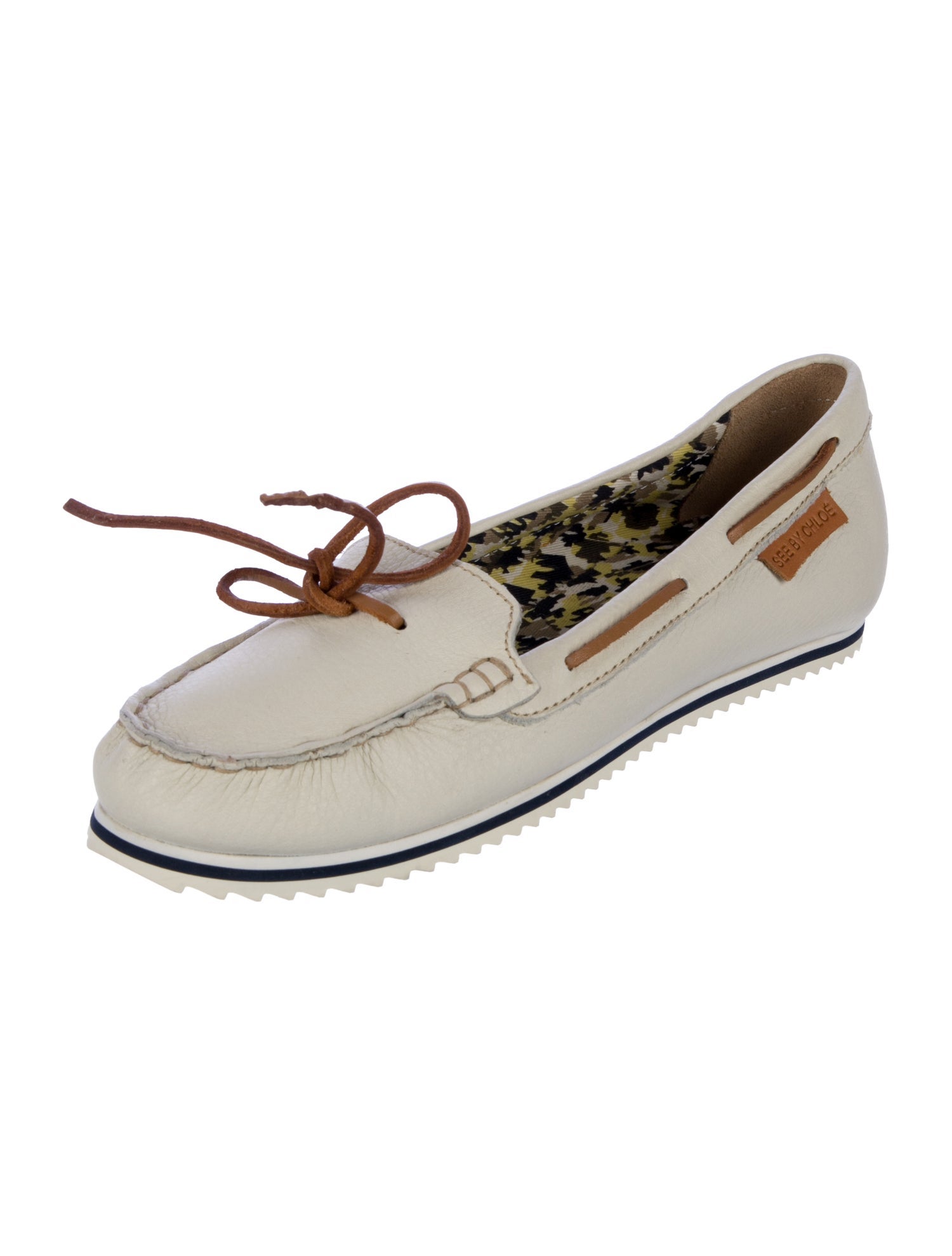 See by Chloé Leather Colorblock Pattern Moccasins
