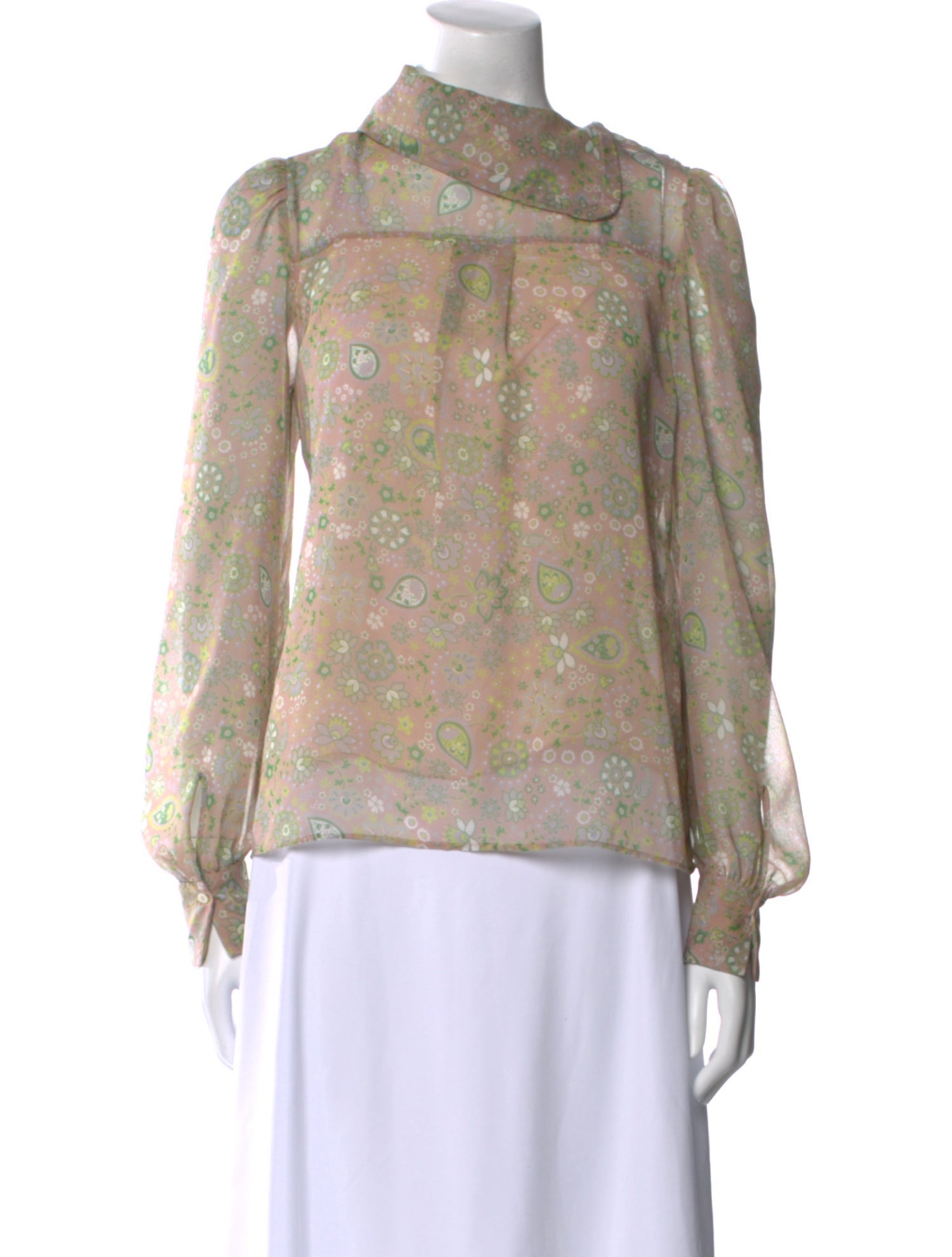 See by Chloé Floral Print Mock Neck Blouse