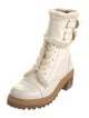 See by Chloé Leather Faux Fur Trim Combat Boots