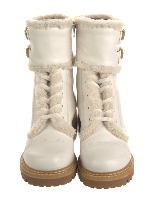 See by Chloé Leather Faux Fur Trim Combat Boots